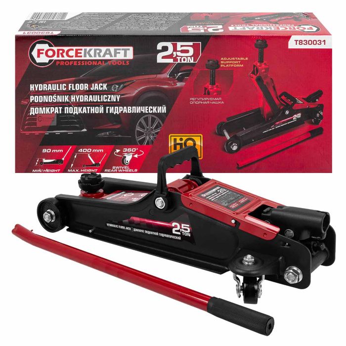 Домкрат подкатной гидравлический 2.5 т, 90-400 мм, ForceKraft FK-T830031