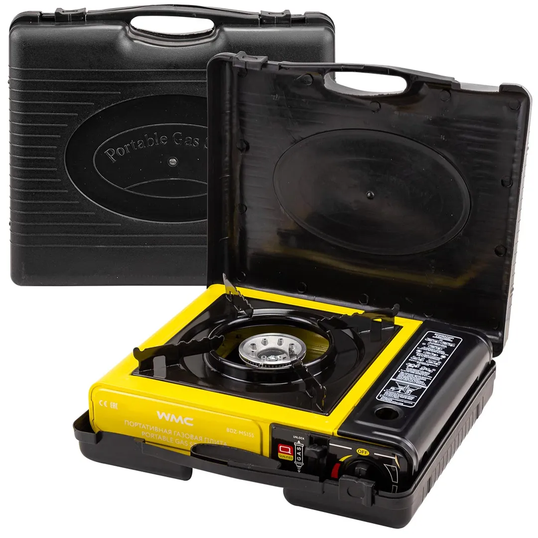 Плита газовая портативная 34х25.5х8.5 см, 2.5кВт, 700°С, расход газа 160г/ч, WMC TOOLS WMC-BDZ-MS155