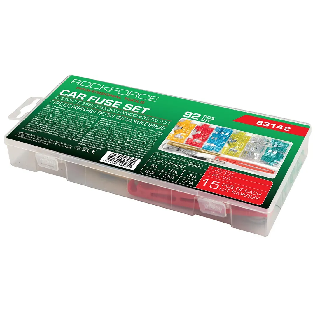 Набор автомобильных плавких флажковых предохранителей от 5А до 30А 92 пр RockForce RF-FS-25(83142)