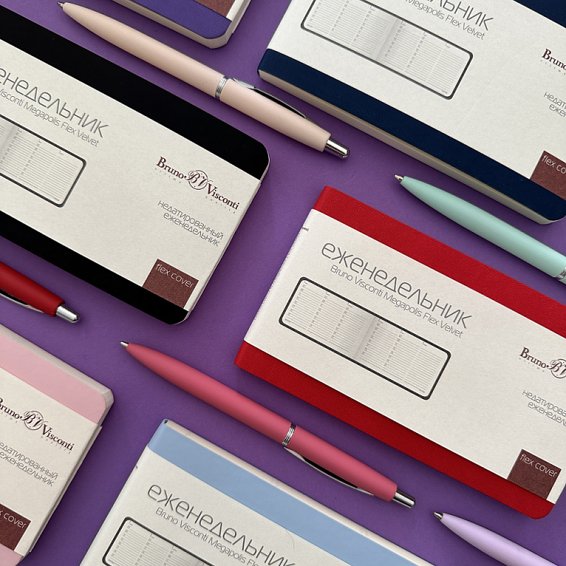 Еженедельник недатированный "Megapolis Velvet Flex", А6, 160 страниц, линейка, черный