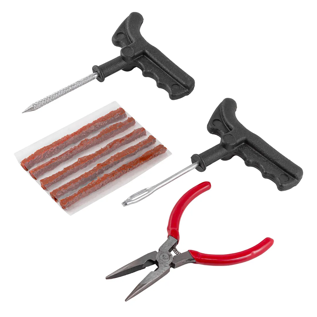 Набор инструментов для ремонта шин 8 пр., шило, протяжка, шнуры-5 шт, утконосы, ForceKraft FK-904T8A