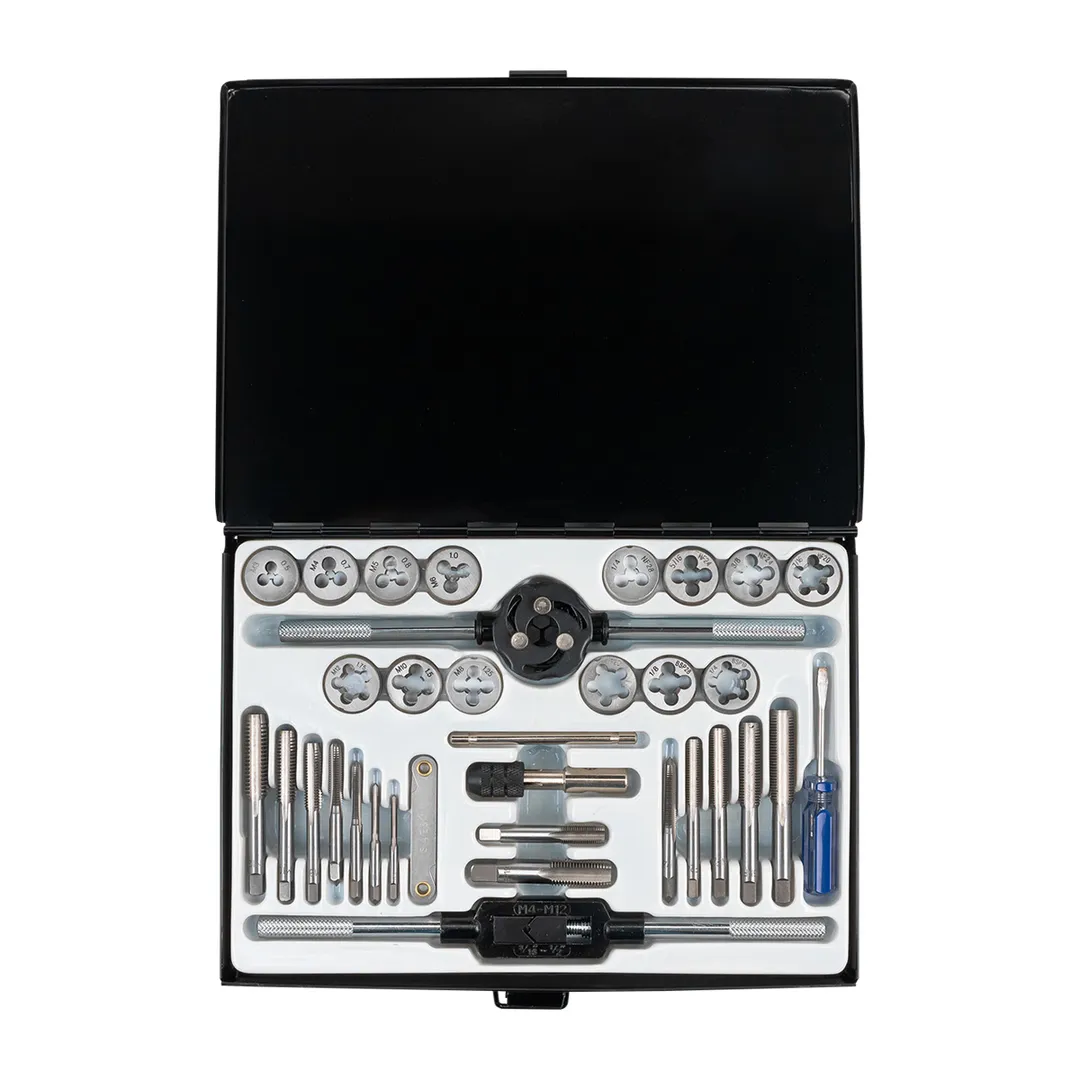 Набор метчиков и плашек 33 пр, метрич + дюйм в метал.кейсе RockForce RF-M033-3