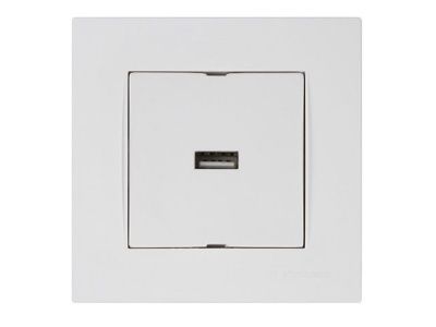 Розетка 1-ая USB (скрытая, горизонт.) белая, RITA, (USB-зарядка, 5V-2.1A) Mutlusan 22204480101