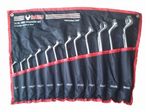 Набор накидных ключей отогнутых на 75° 6-32 мм 12 пр. BAUM 20-12M