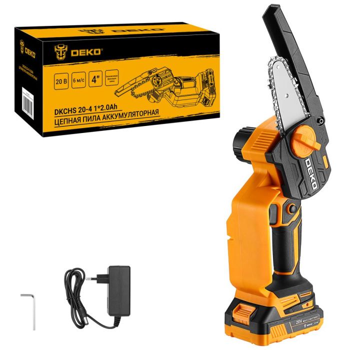 Аккумуляторная пила цепная DKCHS 20-4 (1×2.0 Ah) DEKO 063-4480