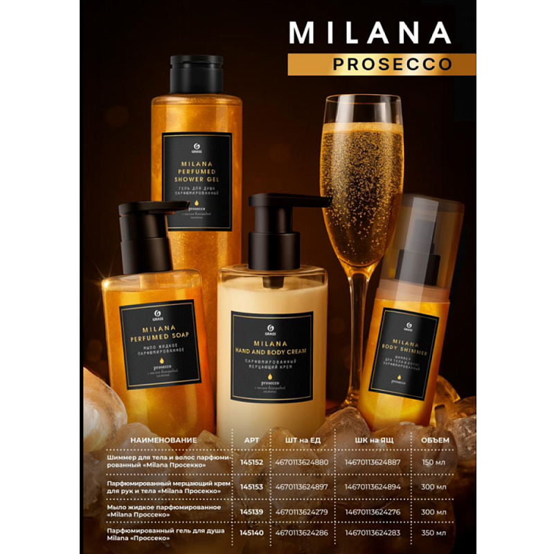 Мыло жидкое парфюмированное "Milana Просекко", флакон 300 мл