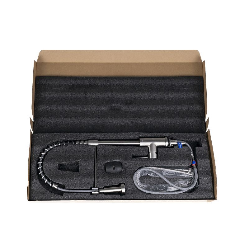 Смеситель для кухни однорычажный со съемным гибким шлангом, HDF-8111, сатин, AKS 117679