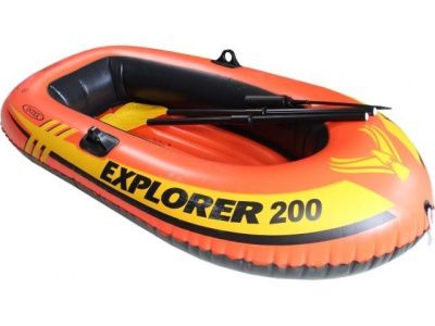 Надувная лодка двухместная Explorer 200, 185х94х41 см + весла пластик.122 см, насос ручной, от 6 лет INTEX 58331NP