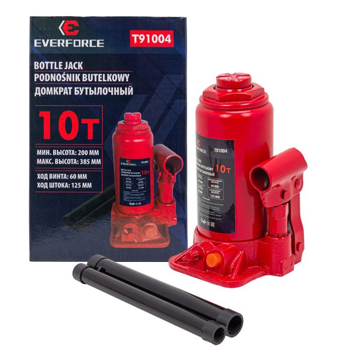 Домкрат бутылочный 10 т, 200-385 мм EVERFORCE EF-T91004