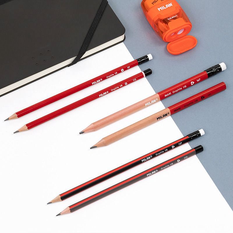 Карандаш простой "Milan", HB, без ластика, красный