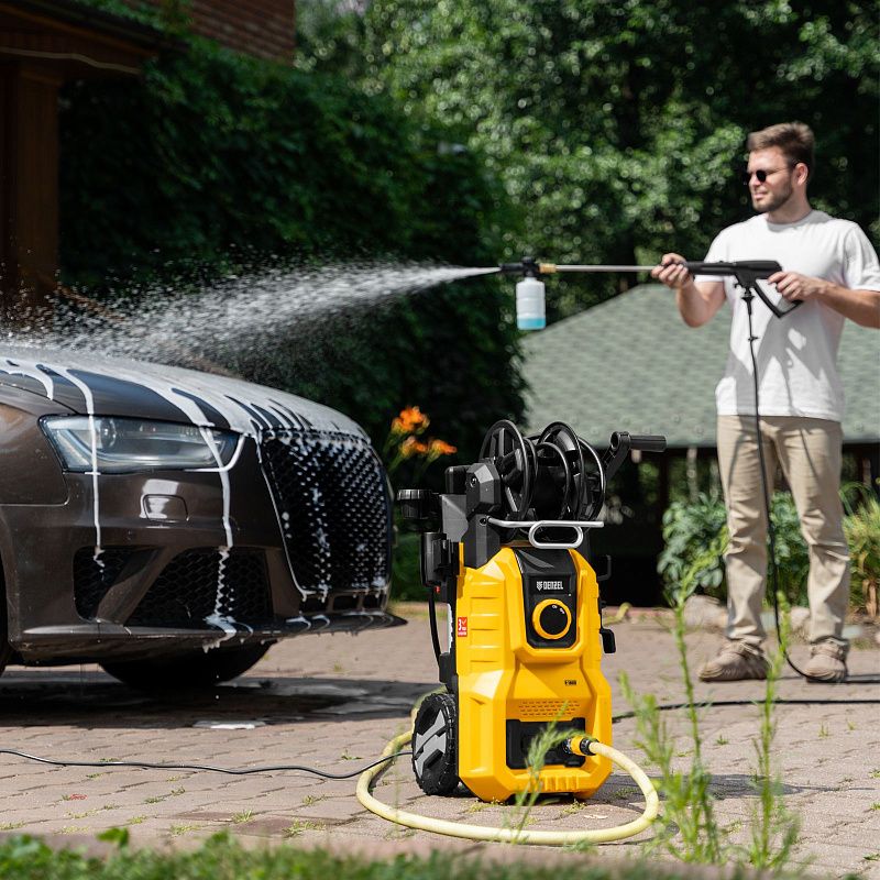 Моечная машина высокого давления R-180iD, 2000 Вт, 180 бар, 420 л/ч, асинх. двиг., бараб. Denzel 58266