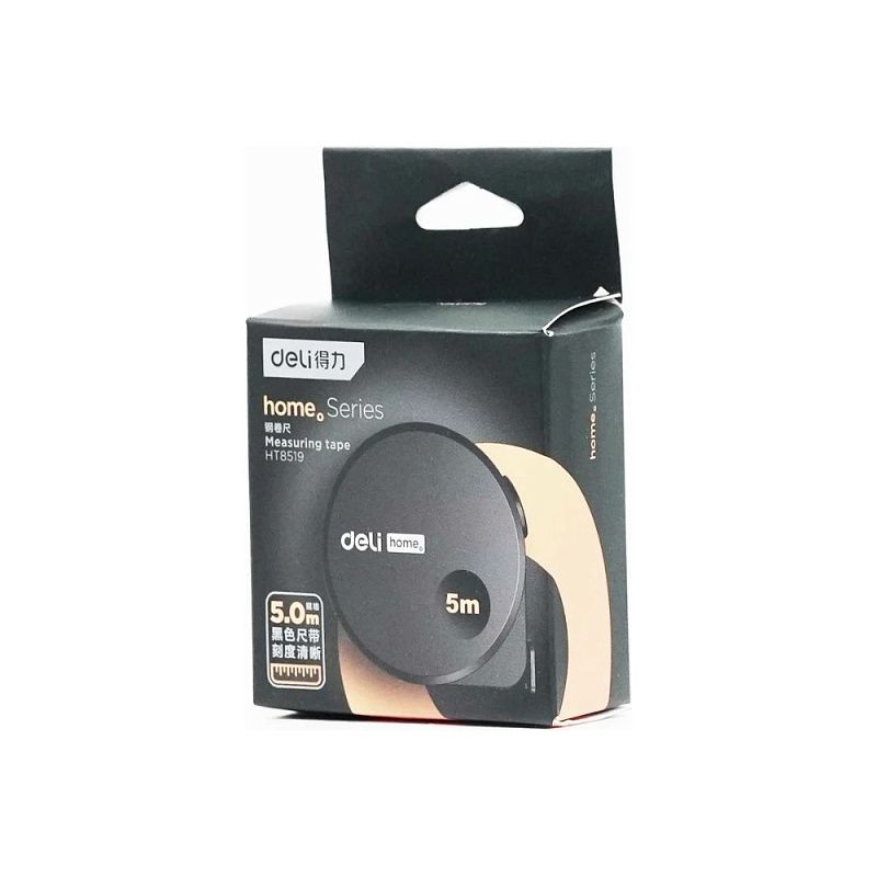 Рулетка Deli HS EHT8519, 5 м х 19 мм, Soft Touch, черный