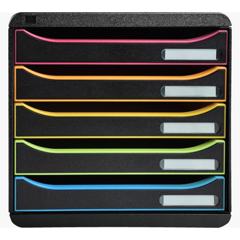 Блок из 5 лотков закрытый Exacompta "BlackOffice Big Box Plus", 347x278x271 мм, 5 лотков