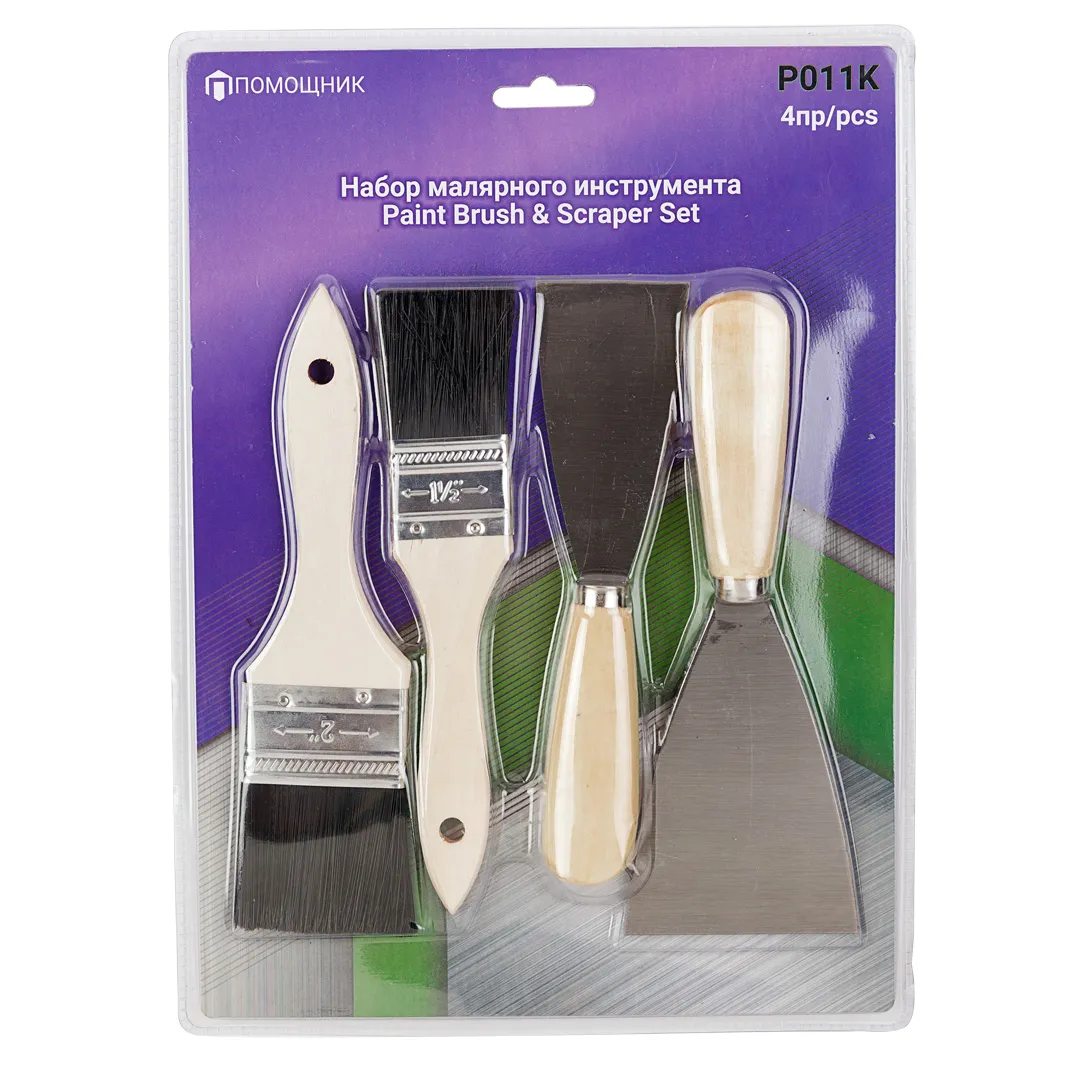 Набор малярного инструмента, 4 пр. Помощник P011K