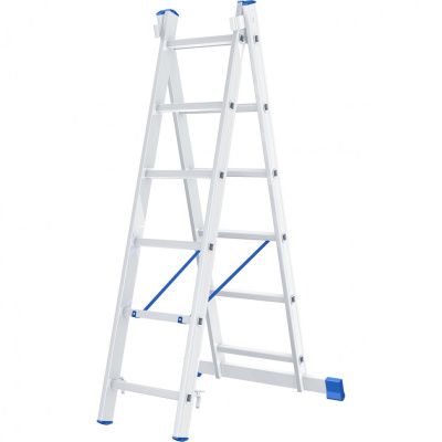 Лестница, 2х6 ступеней, алюминиевая, двухсекционная, Россия, Сибртех 97906