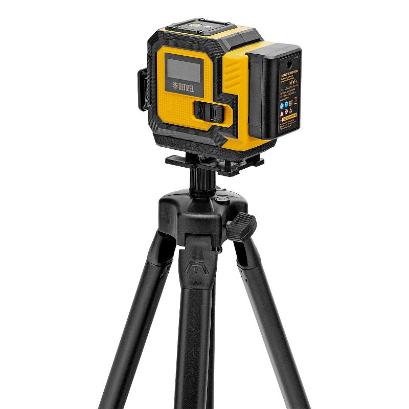 Лазерный уровень мультипризменный DLV-360-3T, 30 м, зеленый луч, Li-Ion 2,4 Aч, штатив Denzel 350805