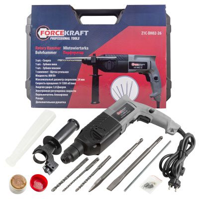 Перфоратор электрический с набором аксессуаров ForceKraft FK-Z1C-DH02-26