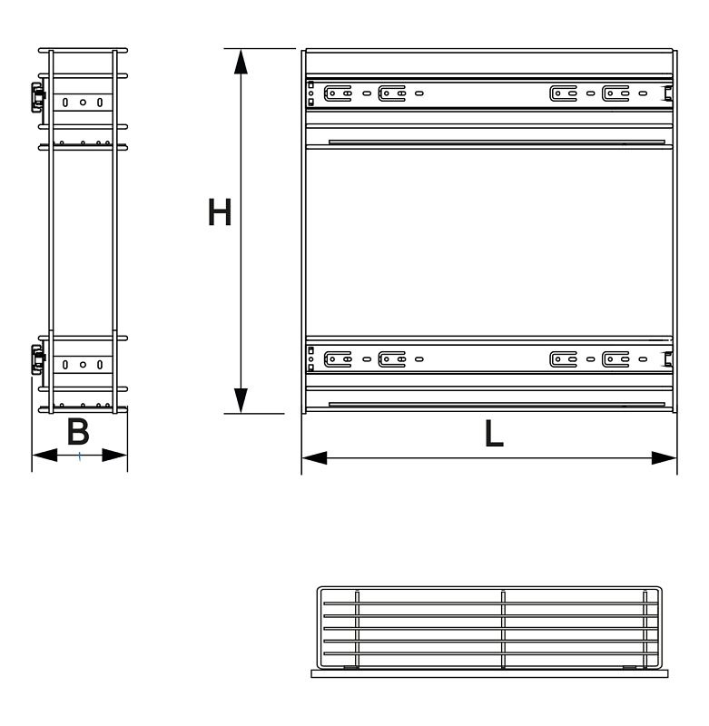 Выдвижная корзина-карго 150 крепл.боковое/универс., хром GRIDLI 113499