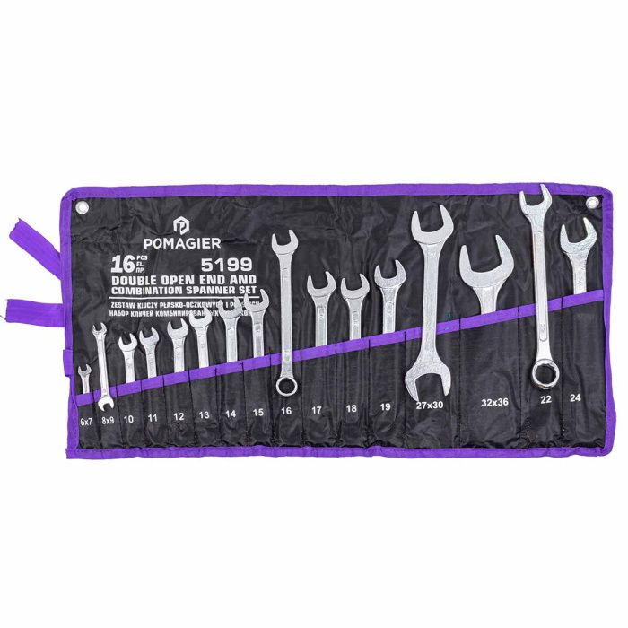 Набор ключей комбинированных и рожковых 16 пр., 6х7-32х36 мм POMAGIER POM-5199