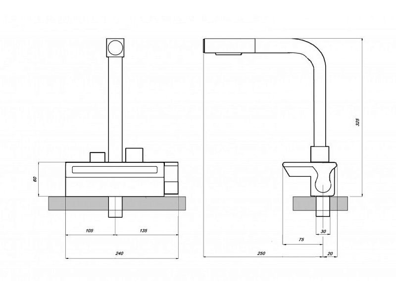 Смеситель для кухни, нержавейка, черный Wisent WX4055