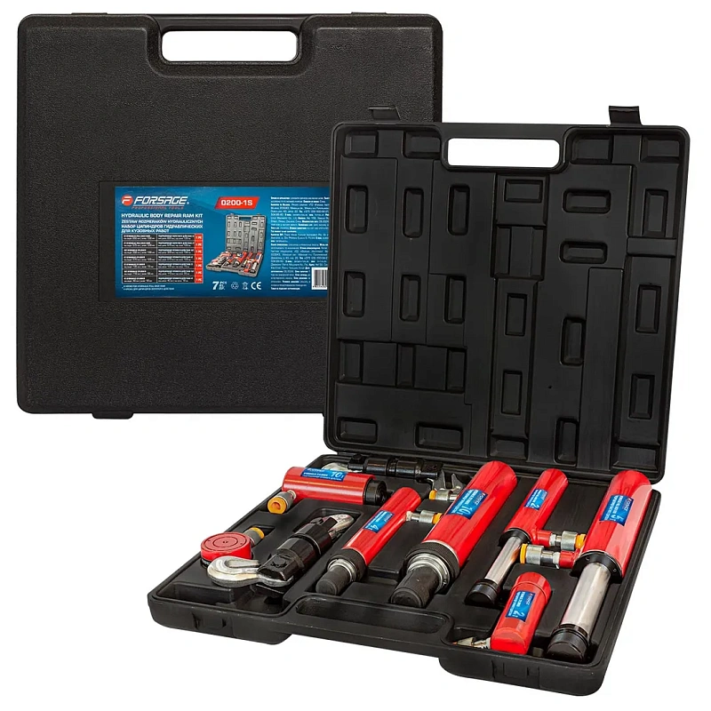 Набор гидроцилиндров прямого и обратного действия 2, 4, 5, 10 т, в кейсе 7 пр Forsage F-0200-1S
