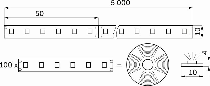 Лента светодиодная термостойкая, подводная 9,6W/m, 24V, 11мм, 2835, 120 д/м, IP68, холодный белый, 6000К, 5м, AKS 115339