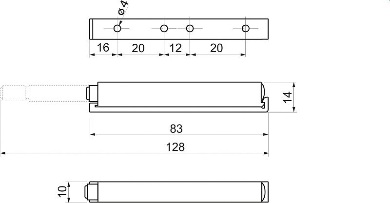 Механизм push-to-open наконечник магнитный накладной серый ТИП В AKS 70787