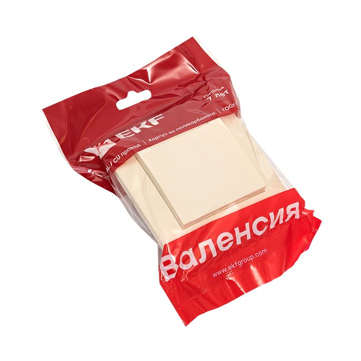 Валенсия розетка 1-местная с/з 16А кремова с крышкой и защ, штор, EKF EWV10-124-20