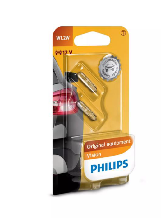 Лампа 12V W1.2W W2.х4.6d бесцокольная блистер (2шт) Philips 12516B2