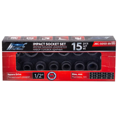 Набор ударных головок 10-24 мм 1/2'' 6-гр 15 пр JBC JBC-50151-BV30
