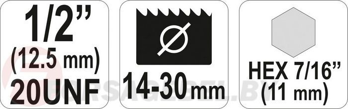 Хвостовик HEX для пил кольцевых ''Bi-metal'' 14-30 мм 1/2'' Yato YT-3370