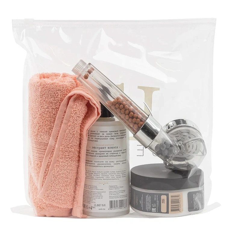 Набор косметики, гель для душа, крем-баттер для тела, полотенце 40*70, лейка для душа La and Te beaute LT-25