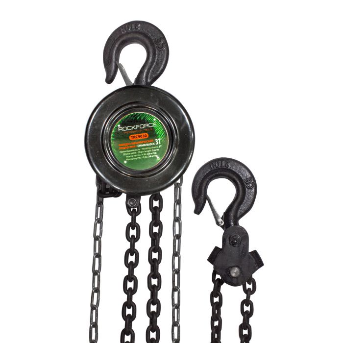 Таль механическая подвесная c фиксацией цепи натяжения 3 т. RockForce RF-TRC9030
