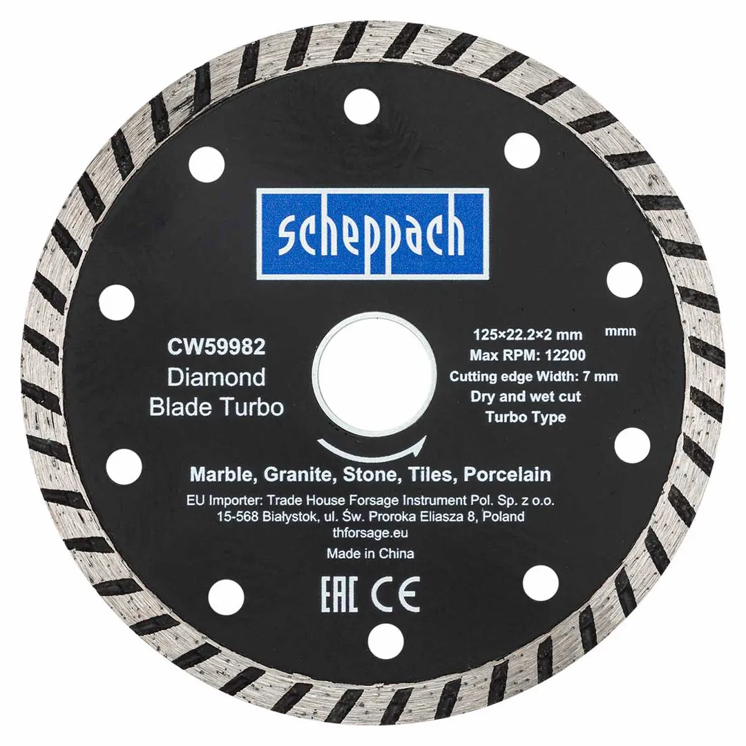 Алмазный отрезной круг 125х22,2х2 мм Scheppach Sch-CW59982