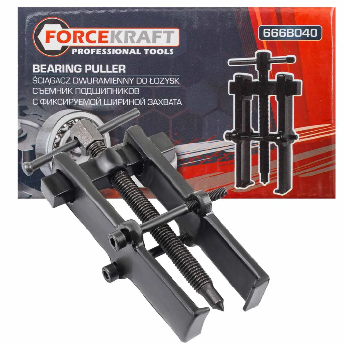 Съемник двухзахватный с фиксацией стяжными болтами 4'', Øзахвата 38 мм, длина лап 65 мм ForceKraft FK-666B040