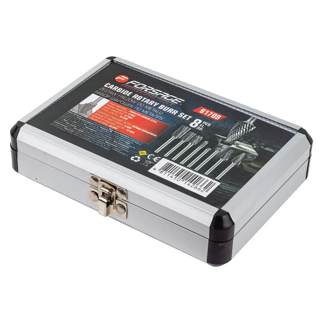 Набор шарошек металлических разнопрофильных по металлу '' PROFI'' 8 пр, Øхвостовика 6 мм Forsage F-61709