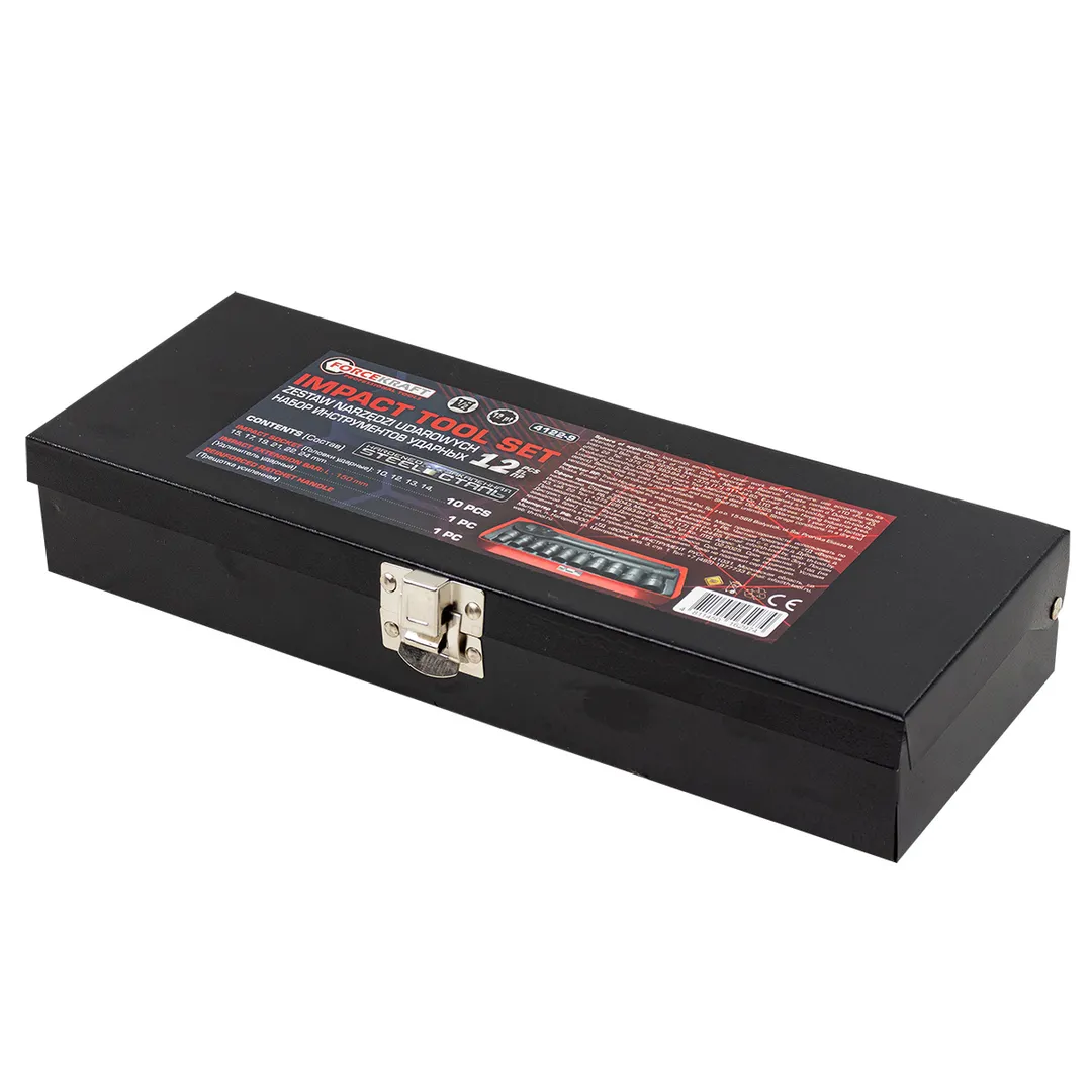 Набор ударных головок 10-24 мм с трещоткой и удлинителем 1/2'' 12-гр 12 пр ForceKraft FK-4122-9