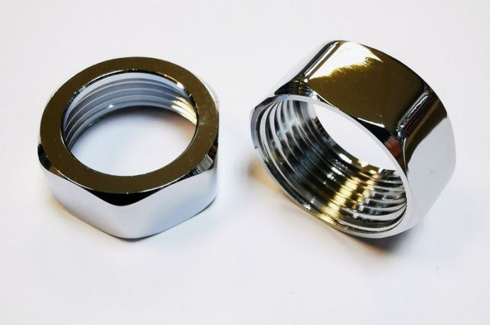 Гайка для крепления смесителя в ванну 3/4" (пара), цинк, хром L71-2 Ledeme