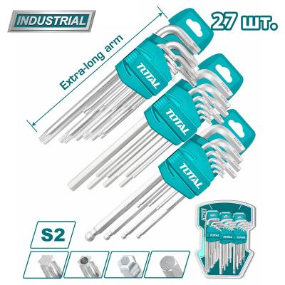 Набор ключей HEX 1,5-10 мм, Torx T10-T50, 27 пр TOTAL THT106KT0271