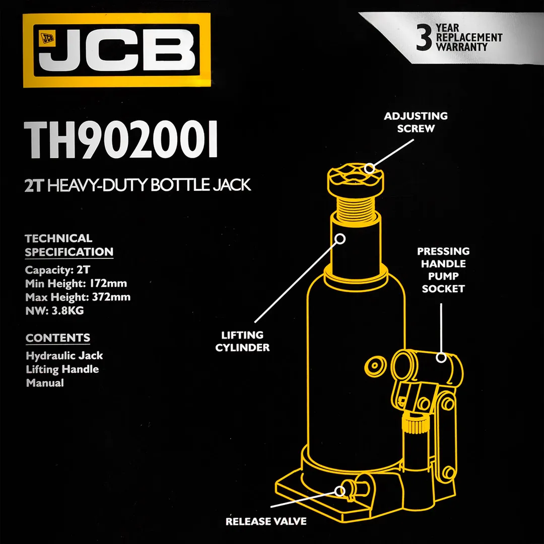 Домкрат бутылочный 2 т 172-372 мм JCB JCB-TH902001