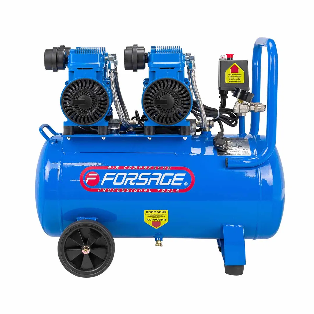 Компрессор поршневой с прямым приводом, 4 цилиндра, безмасляный, ресивер 50 л, 2.2 кВт, 8 бар, 420 л/м, 230В Forsage F-V30/50 OIL FREE
