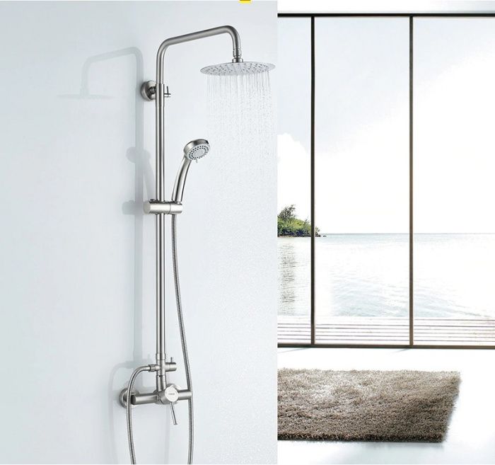 Душевая система со смесителем без излива и тропическим душем из нержавеющей стали SUS304, сатин Ledeme L72405