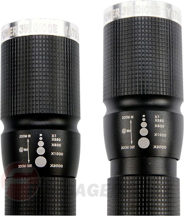 Фонарик IP64 100х25 мм. 3W, 100lm, 1.5V, 1xAA, zoom Yato YT-08571