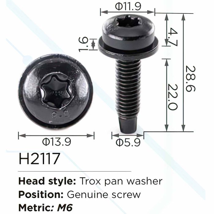 Клипса для крепления внутренней обшивки а/м универсальная металлическая 100 шт Forsage F-H2117(universal)