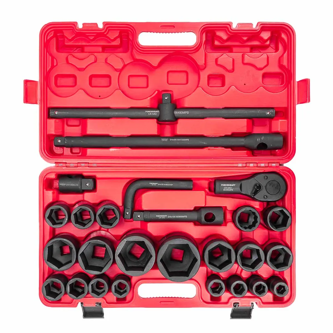 Набор ударных головок Profi 26 пр. 6-гр./12-гр. 3/4''&1'' 17-65 мм ForceKraft FK-68262-5MPB