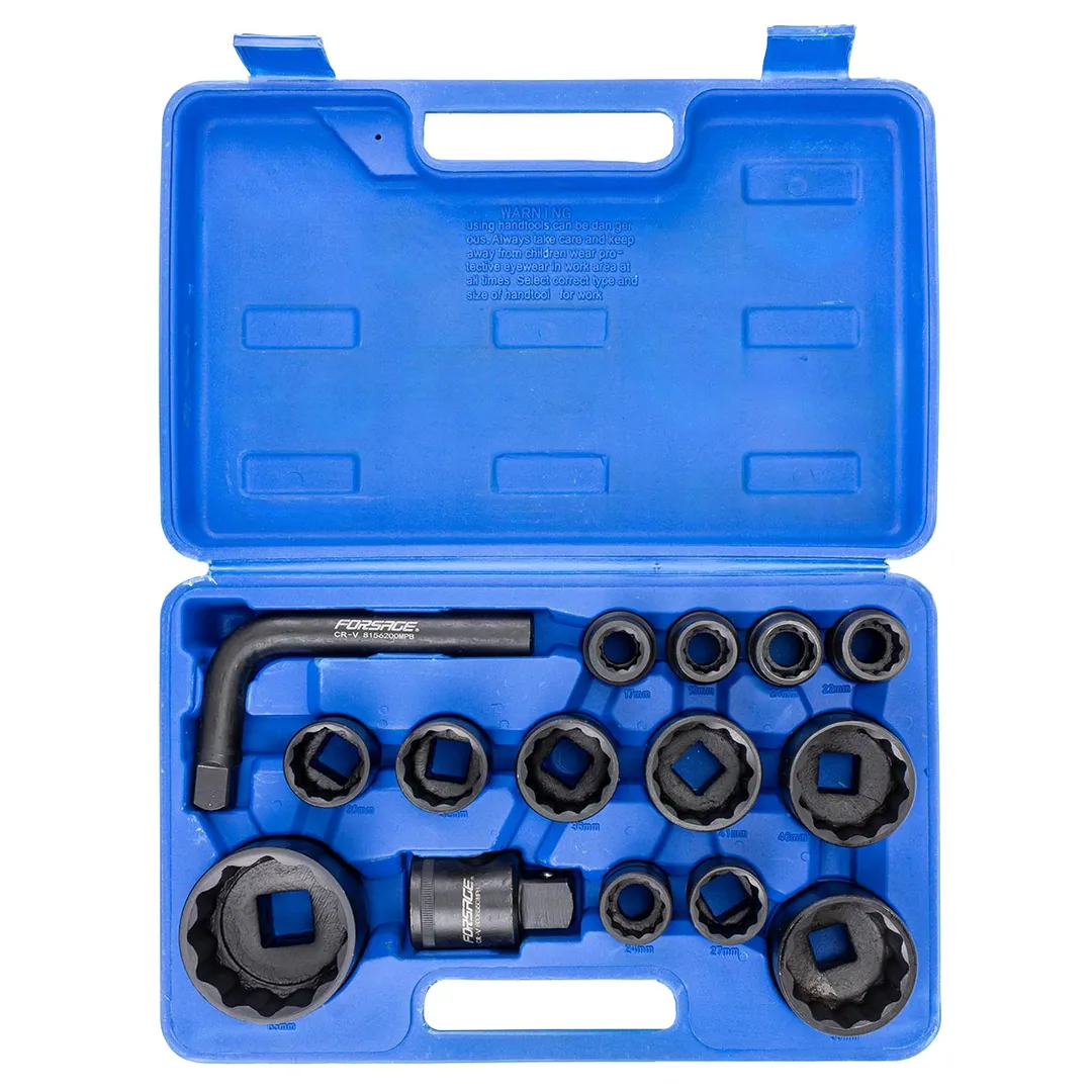 Набор ударных головок 17-50 мм 3/4''&1'' 12-гр 15 пр Forsage F-6154-5MPB