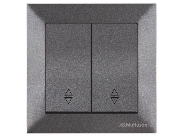 Выключатель проходной 2-клав., скрытый, винт. зажим, дымчатый, DARIA, 10 A, 250 V, IP 20, Mutlusan 21204040295