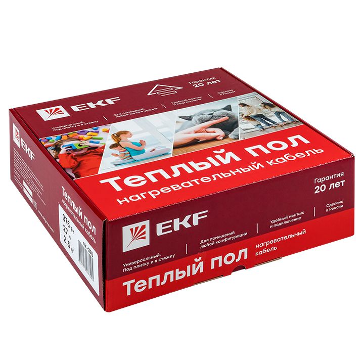 Теплый пол (нагревательный кабель) 900Вт 64 м 6,0 м2 EKF nk-900