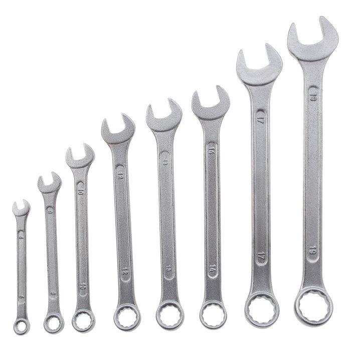 Набор ключей комбинированных, 6-19 мм, хромированные, 8 шт., Sparta 154605