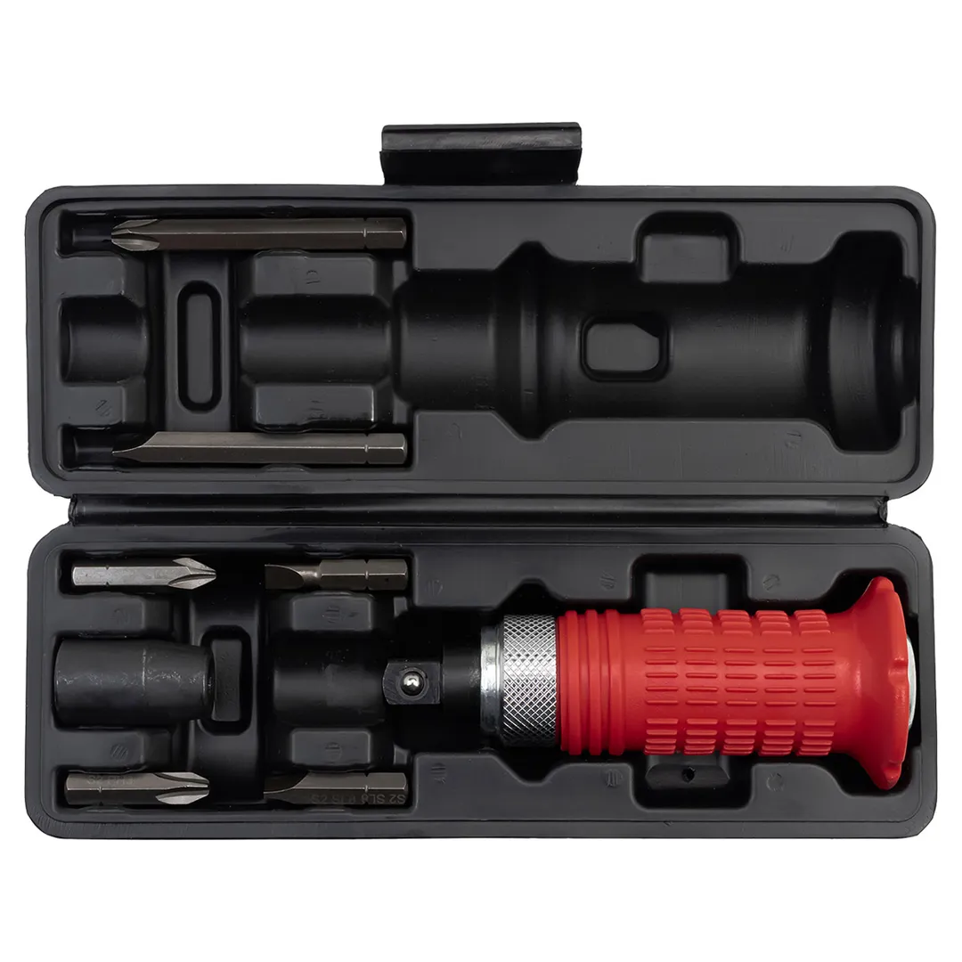 Отвертка ударная с набором бит PH, SL и адаптером 8 пр PATRON P-5064E